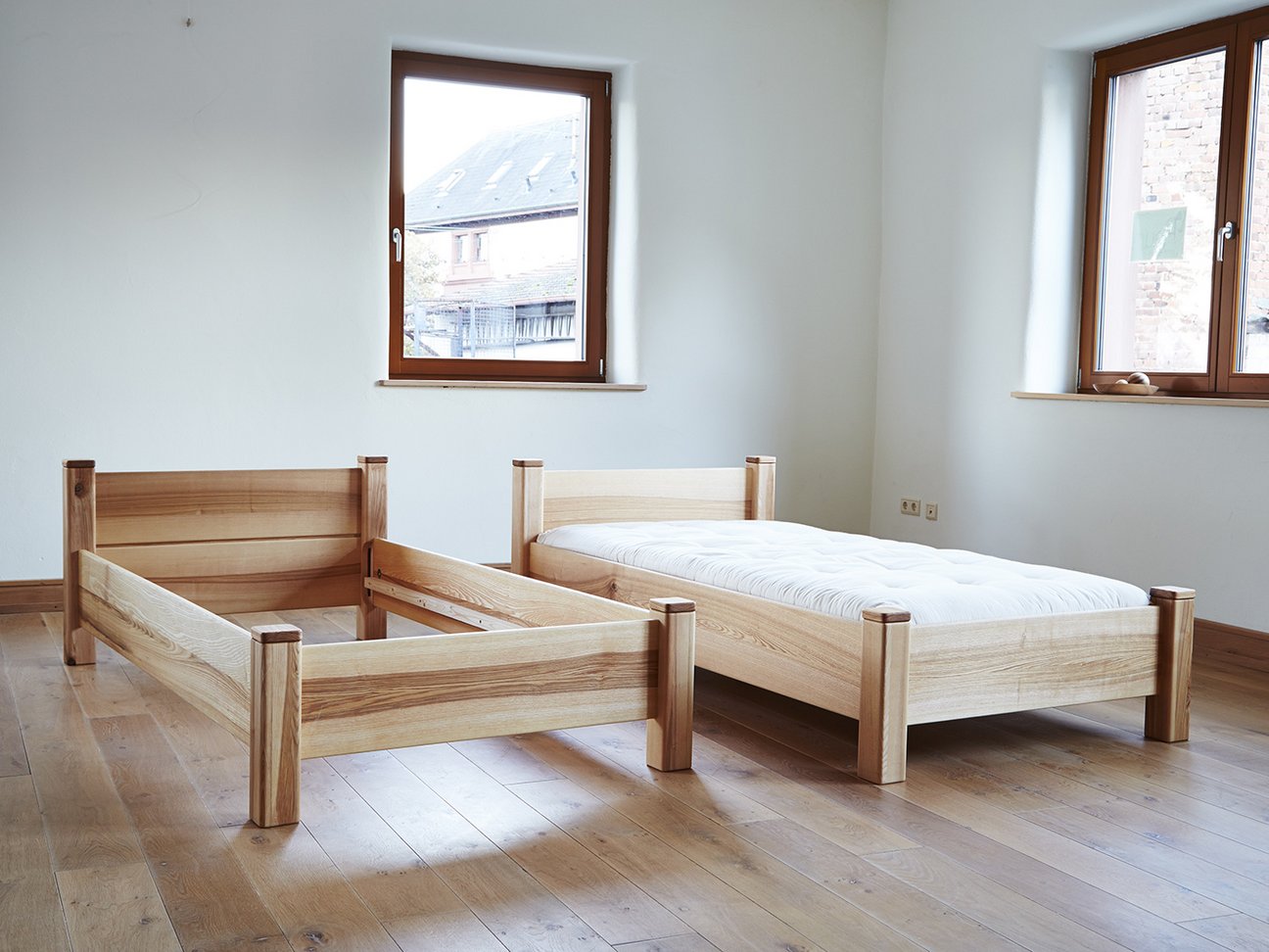 Das Stockbett ist problemlos verwandelbar in 2 Einzelbetten