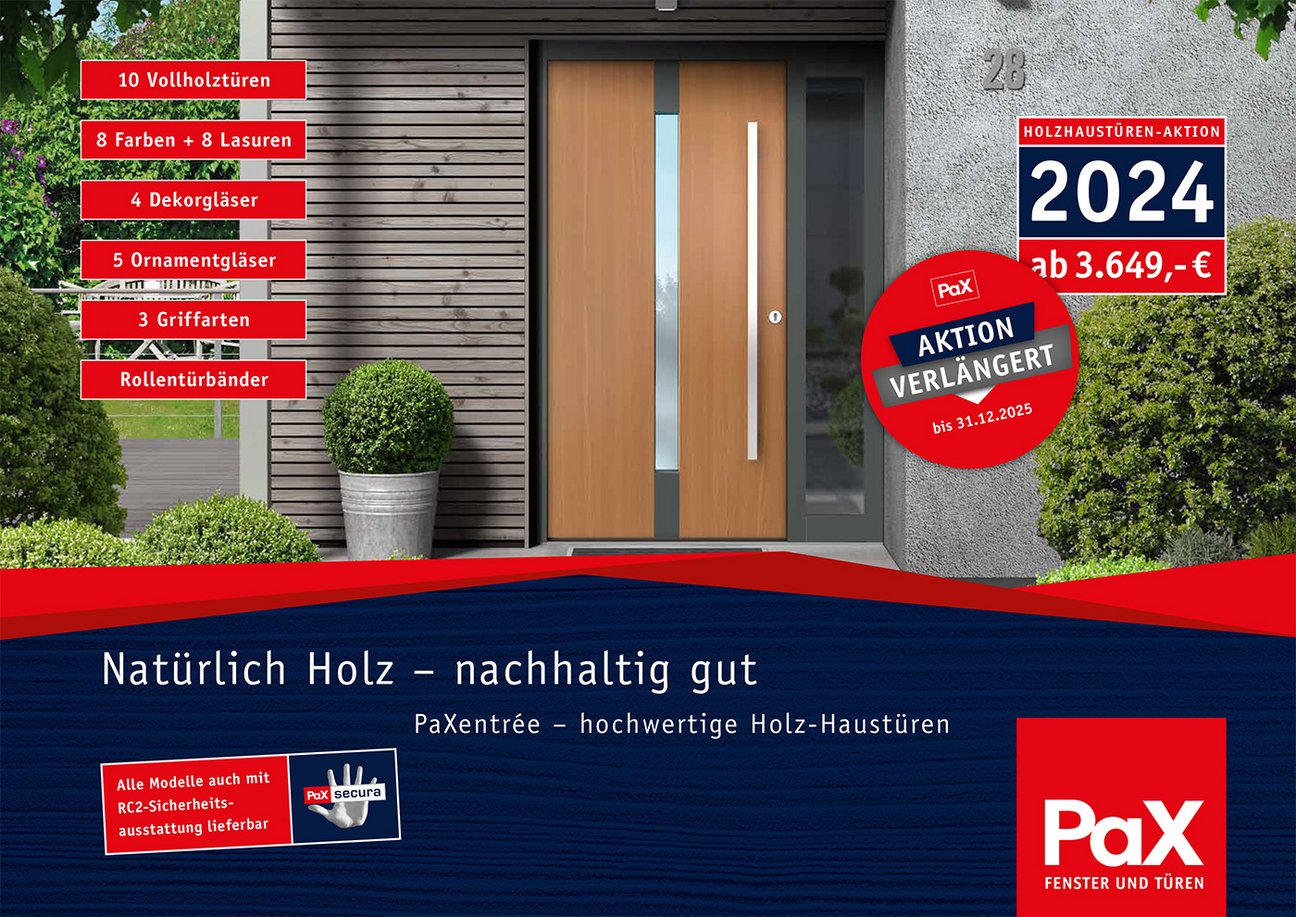 PaX Aktion 2025 moderne Holzhaustüren