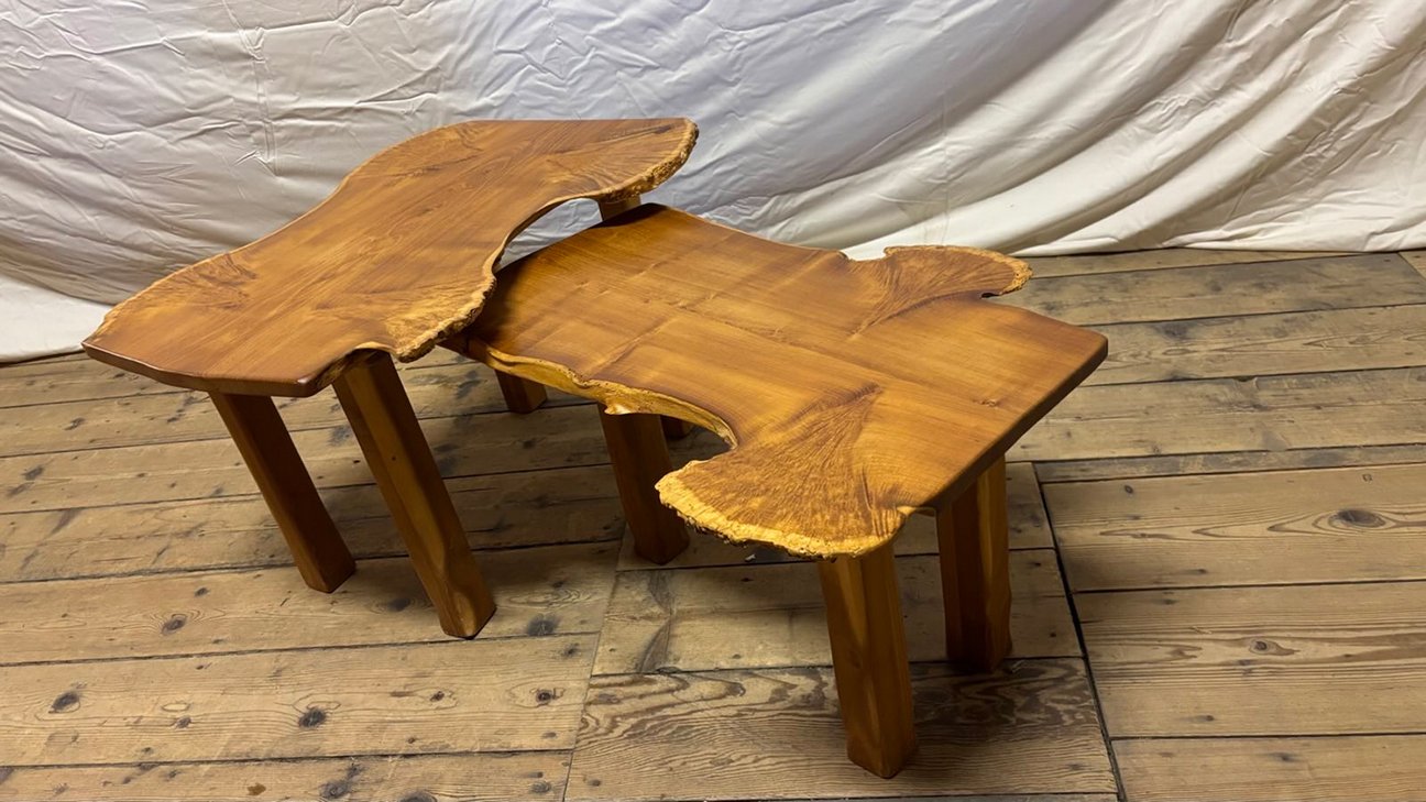 Abverkauf 2-teiliges Tisch-Set aus Robinien Holz